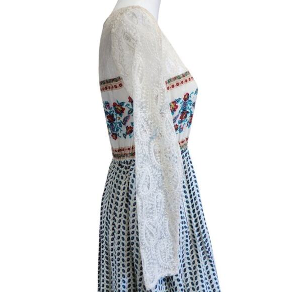 ENTRO Boho Floral Paisley & Lace Handkerchief Dress Size S - Picture 4 of 6